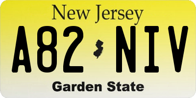 NJ license plate A82NIV