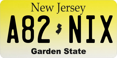 NJ license plate A82NIX