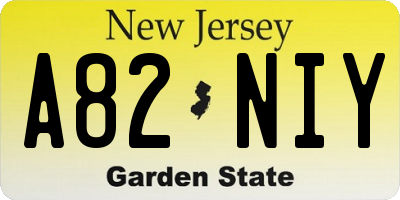 NJ license plate A82NIY