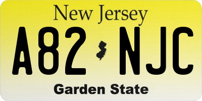 NJ license plate A82NJC