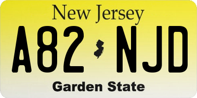 NJ license plate A82NJD