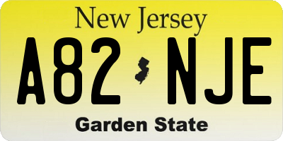 NJ license plate A82NJE