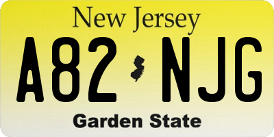 NJ license plate A82NJG