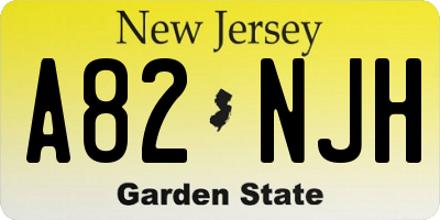 NJ license plate A82NJH