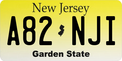 NJ license plate A82NJI