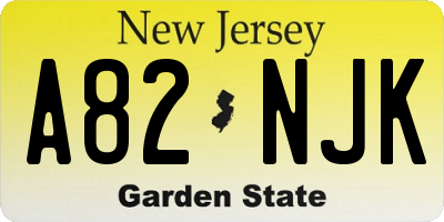 NJ license plate A82NJK