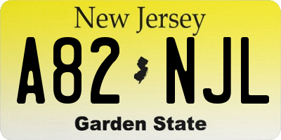 NJ license plate A82NJL