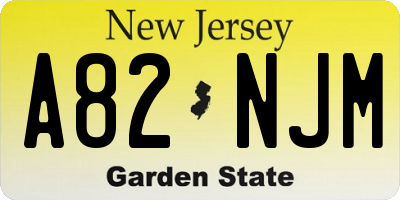 NJ license plate A82NJM
