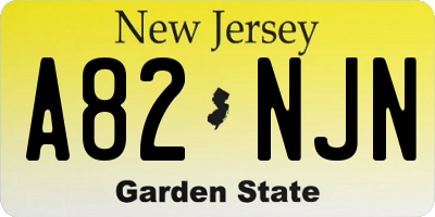 NJ license plate A82NJN