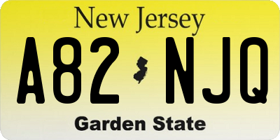 NJ license plate A82NJQ