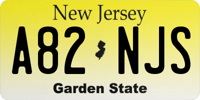 NJ license plate A82NJS