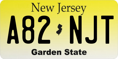 NJ license plate A82NJT