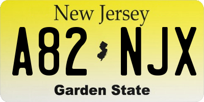 NJ license plate A82NJX