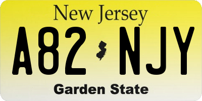 NJ license plate A82NJY
