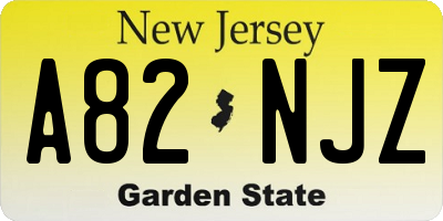 NJ license plate A82NJZ
