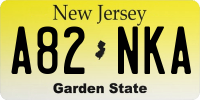 NJ license plate A82NKA