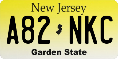 NJ license plate A82NKC