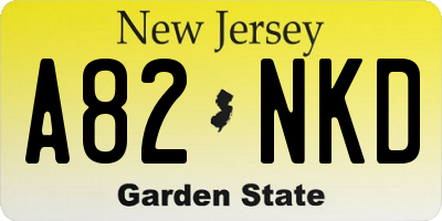 NJ license plate A82NKD