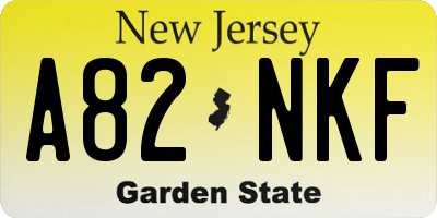 NJ license plate A82NKF