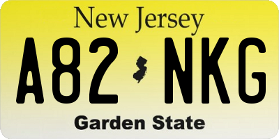 NJ license plate A82NKG