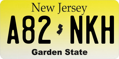 NJ license plate A82NKH