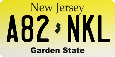 NJ license plate A82NKL