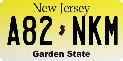 NJ license plate A82NKM