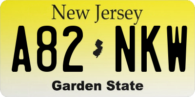NJ license plate A82NKW