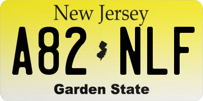 NJ license plate A82NLF