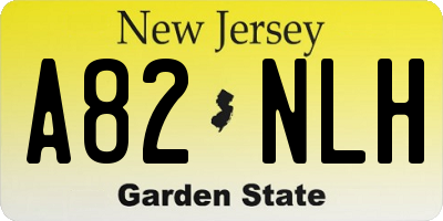 NJ license plate A82NLH