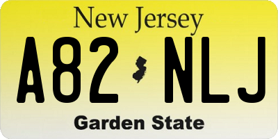 NJ license plate A82NLJ