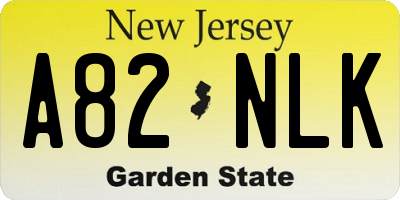 NJ license plate A82NLK