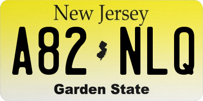 NJ license plate A82NLQ