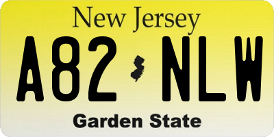 NJ license plate A82NLW