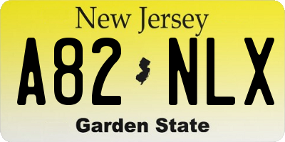 NJ license plate A82NLX