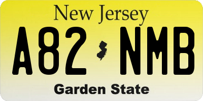 NJ license plate A82NMB