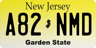 NJ license plate A82NMD