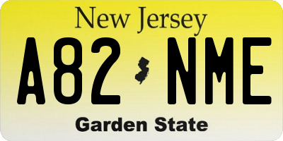 NJ license plate A82NME