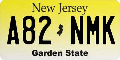 NJ license plate A82NMK