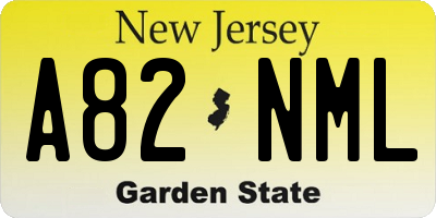 NJ license plate A82NML