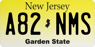 NJ license plate A82NMS