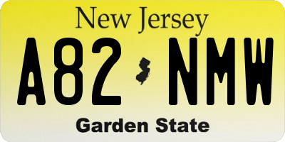 NJ license plate A82NMW