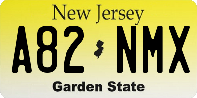 NJ license plate A82NMX