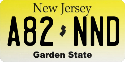 NJ license plate A82NND