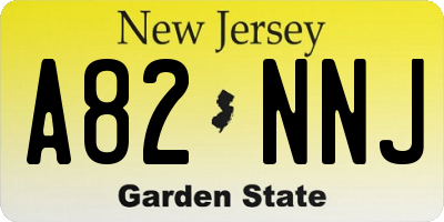 NJ license plate A82NNJ