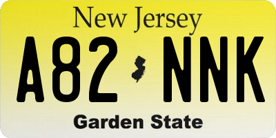 NJ license plate A82NNK