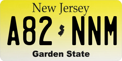 NJ license plate A82NNM