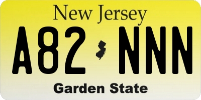 NJ license plate A82NNN
