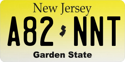 NJ license plate A82NNT