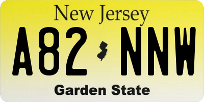 NJ license plate A82NNW